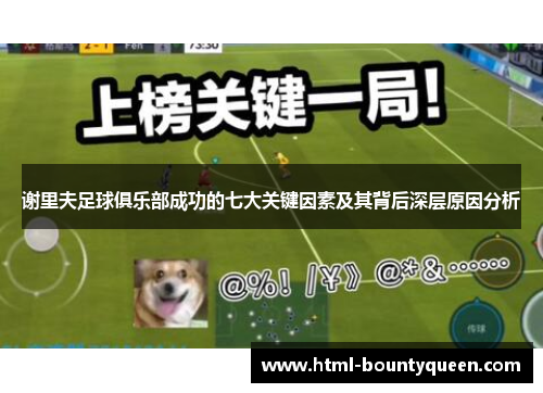 谢里夫足球俱乐部成功的七大关键因素及其背后深层原因分析